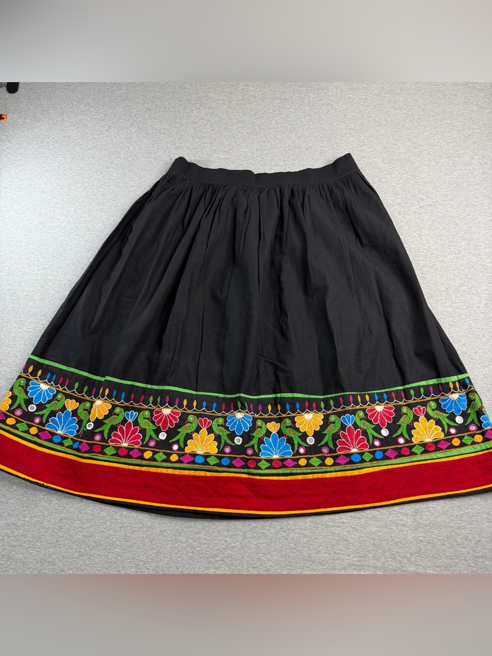 Indian Banjara Embroidered Shisha Mirrors 17x28” Gypsy Skirt Black Festival Boho